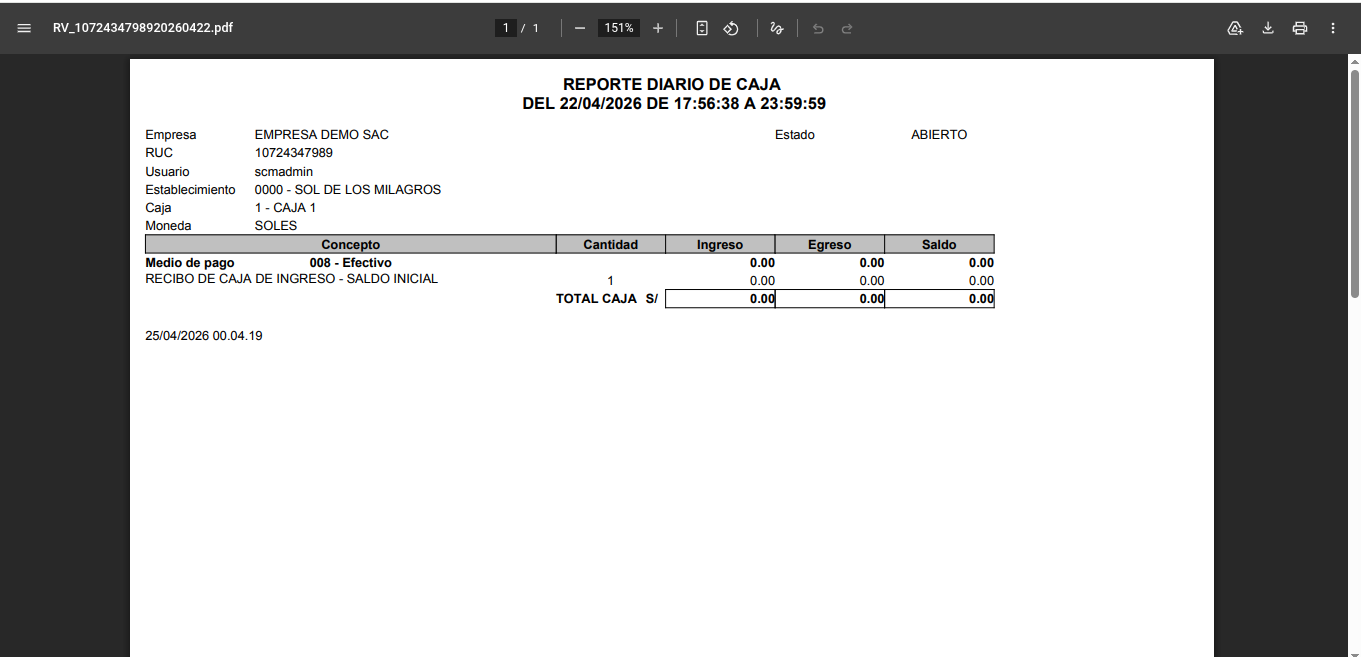Reporte de Caja